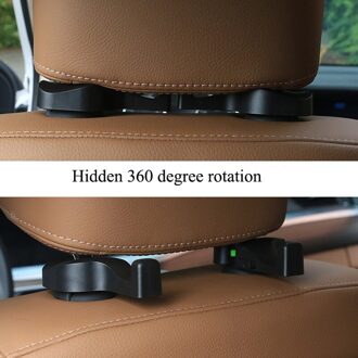 2 Stuks Auto Universele Hoofdsteun Haak Rugleuning Haak Handtas Wallet Kruidenier Doek Draagbare Multifunctionele Clip Auto Modellering zwart