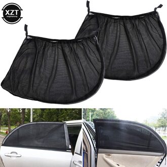 2 Stuks Auto Zonneklep Rear Side Window Zonnescherm Mesh Stof Zonneklep Shade Cover Shield Uv Protector Black auto Zonnescherm Gordijn
