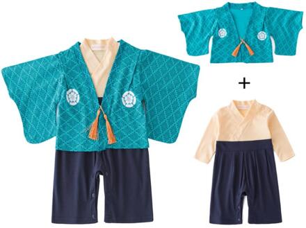 2 Stuks Baby Jongens Kleding Japanse Stijl Kids Romper Retro Badjas Uniform Zuigelingen Pyjama Lange Mouwen Gedrukt Kimono A205 12M(80cm)