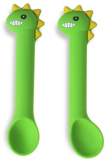 2 Stuks Baby Siliconen Zachte Voeding Lepel Servies Lepels Zuigeling Leren Lepels groen