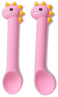 2 Stuks Baby Siliconen Zachte Voeding Lepel Servies Lepels Zuigeling Leren Lepels Roze