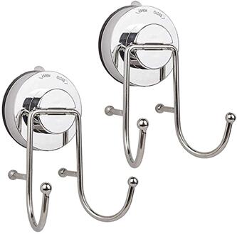 2 Stuks Badkamer Accessoires Vacuüm Zuignap Zilveren Haak Houder Organizer Keuken Handdoekenrek Hanger Opslag