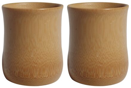 2 Stuks Bamboe Water Cup Multi-purpose Bamboe Cup Milieuvriendelijke Bamboe Cup Dikke Plain Bamboe Buis Verkoolde Bamboe Mok zoals getoond