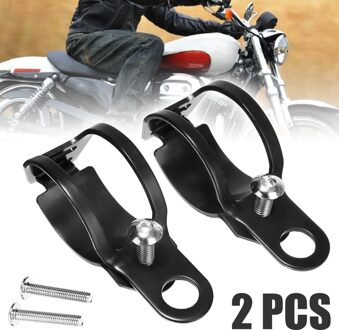 2 Stuks Black Metal Motorfiets Richtingaanwijzer 33-43Mm Vork Mount Klem Koplamp Bracket Houder Ondersteuning Accessoires