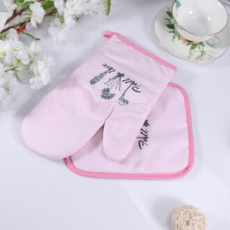 2 Stuks Bloem Blad Plant Patroon Oven Hittebestendig Magnetron Mitts Mat Bakken Tool Voor Keuken Stijl Vier afbeelding 1