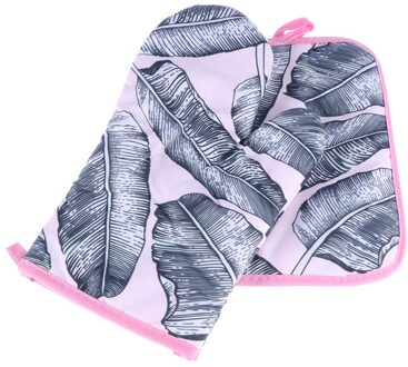 2 Stuks Bloem Blad Plant Patroon Oven Hittebestendig Magnetron Mitts Mat Bakken Tool Voor Keuken Stijl Vier afbeelding 2