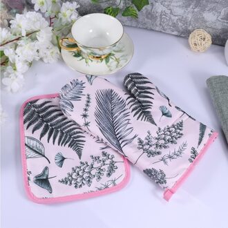 2 Stuks Bloem Blad Plant Patroon Oven Hittebestendig Magnetron Mitts Mat Bakken Tool Voor Keuken Stijl Vier afbeelding 3