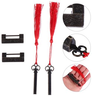 2 Stuks Bloem En Bird Lock Vintage Chinese Hangslot (Willekeurige Kleur Kwasten)