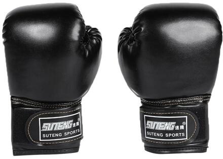 2 Stuks Boxing Training Vechten Handschoenen Lederen Kid Sparring Kickboksen Handschoenen Kids Sport Apparatuur Ponsen Karate Kickboxing zwart