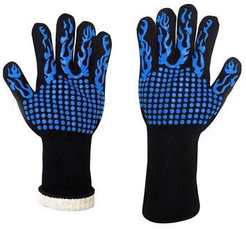 2 Stuks Brandwerende Handschoenen Barbeque Kevlar 500 Graden Bbq Vlamvertragende Brandwerende Oven Handschoenen Voor Warmte-isolatie Magnetron LSHBDJ--apair