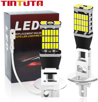 2 Stuks Car Fog Lamp H1 H3 Led Super Heldere 6000K 4014 Chips 45SMD Auto Mistlamp Dag Running licht Auto Plug Play Dc 12V wit / H3