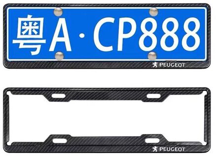 2 Stuks Carbon Fiber Auto Nummerplaat Frame Nummerplaat Houder Voor Peugeot 206 207 208 301 307 308 406 407 408 508 607 3008