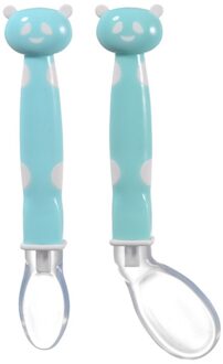 2 Stuks Cartoon Baby Training Lepels Peuters Zachte Food Grade Siliconen Voeden Lepel Met Doos Kinderen Voeden Gebruiksvoorwerpen blauw