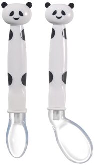 2 Stuks Cartoon Baby Training Lepels Peuters Zachte Food Grade Siliconen Voeden Lepel Met Doos Kinderen Voeden Gebruiksvoorwerpen wit