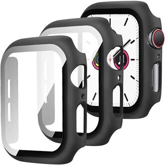 2 Stuks Case Met Screen Protector Voor Apple Horloge Se 6 40Mm 44Mm Volledige Dekking Anti-Kras screen Protector Cover Voor Iwatch 5 4 2 stk zwart / 40mm