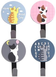 2 Stuks Cat Haken Punch-Gratis Muur Haken Creatieve Opknoping Haken Stevige Kamer Hangers Voor Jas Handdoek Sjaal (J1) zoals getoond