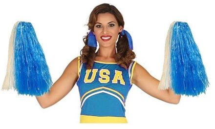 2 stuks cheerleader cheerballs blauw/wit 33 cm