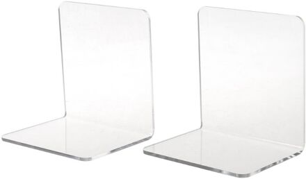 2 Stuks Clear Acryl Boekensteunen L-Vormige Desk Organizer Desktop Boek Houder School Stationery Office Accessoires