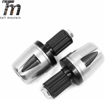 2 Stuks Cnc Motorfiets Road Mtb Bike Stuur Cap Hand Grips Bar End Plug 7/8 ''22Mm Motor Stuur contragewicht Grips Ends zilver