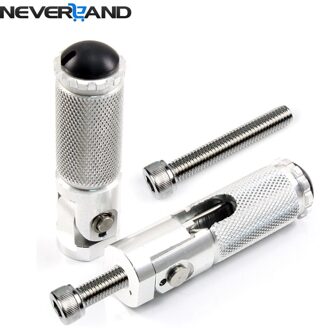 2 Stuks Cnc Universele Motorfiets Racefiets Vouwen Voetenbanken Voetsteunen Foot Rest Pinnen Achter Pedalen Set Zilveren D40