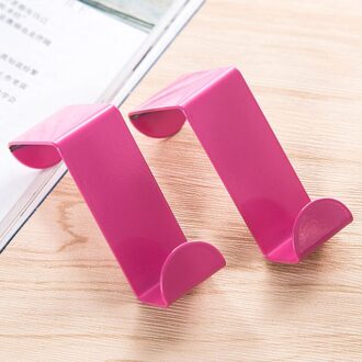 2 stuks Deur Balkon Haken Z-type Hoeden Kleding Pothook Rvs Multifunctionele Handdoek Hanger Draagbare Thuis Organisator Roze