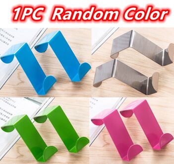 2 Stuks Deur Haken Rvs Self Thuis Keuken Jas Lade Muur Houder Haak Kast Kleding Tassen Pothook Thuis Opslag hanger 1stk willekeurig kleur