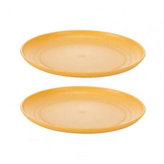 2 Stuks Diner Plaat Stapelbaar Anti-Slip Basis Plastic Thuis Veerkrachtig Keuken Plaat Voor Keuken geel