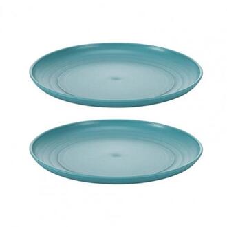 2 Stuks Diner Plaat Stapelbaar Anti-Slip Basis Plastic Thuis Veerkrachtig Keuken Plaat Voor Keuken groen