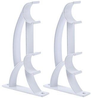 2 Stuks Dubbele Staaf Aluminium Gordijn Pole Bracket Gordijn Staaf Beugel Pole Beugel Dubbele Stang Houder Metalen Duurzaam Base staaf wit