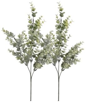 2 stuks Eucalyptus kunstbloemen takken 68 cm decoratie - Kunstplanten Groen