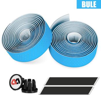 2 Stuks Fietsstuur Tape Leer Eva Anti-Slip Fiets Grips Cork Stuur Plakband Bar Stekkers Mtb Road fiets Bars Grips lucht blauw