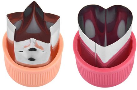 2 Stuks Fruit Fondant Cake Cookie Plunger Mould Groente Wortel Komkommer Apple Slicer Mold Cutter Ster Vorm Deeg Bakken Tool