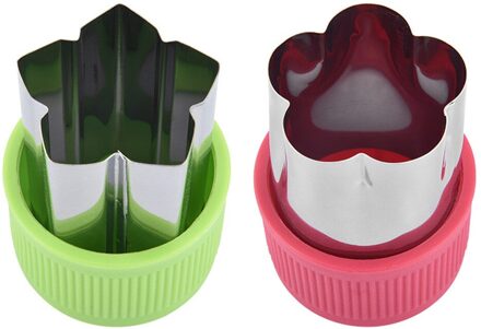 2 Stuks Fruit Fondant Cake Cookie Plunger Mould Groente Wortel Komkommer Apple Slicer Mold Cutter Ster Vorm Deeg Bakken Tool