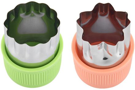 2 Stuks Fruit Fondant Cake Cookie Plunger Mould Groente Wortel Komkommer Apple Slicer Mold Cutter Ster Vorm Deeg Bakken Tool
