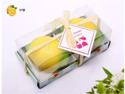2 Stuks Fruit Vorm Kaarsen Wax Verjaardagskaars Voor Kerstavond Bruiloft Decoratie Romantische Bekentenis Scène Feestartikelen citroen