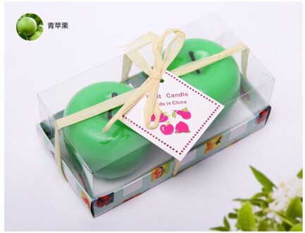 2 Stuks Fruit Vorm Kaarsen Wax Verjaardagskaars Voor Kerstavond Bruiloft Decoratie Romantische Bekentenis Scène Feestartikelen groen appel