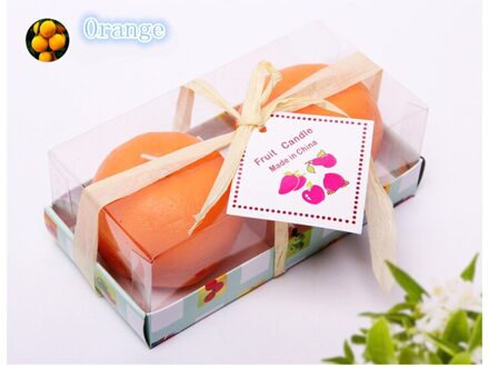 2 Stuks Fruit Vorm Kaarsen Wax Verjaardagskaars Voor Kerstavond Bruiloft Decoratie Romantische Bekentenis Scène Feestartikelen oranje