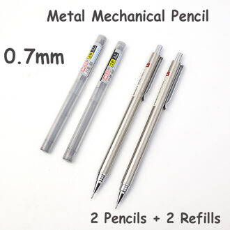 2 Stuks Full Metal Vulpotlood 0.5/0.7Mm Automatische Potlood Voor Professionele Schilderen Schrijven Briefpapier Leveringen 2 stk - 0.7mm