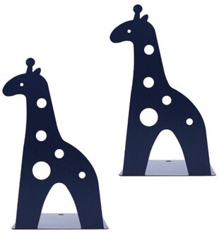2 Stuks Giraffe Boek Stand Cartoon Dier Giraffe Antislip Metalen Boekensteun Boek Organizer (Rood) blauw