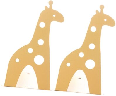 2 Stuks Giraffe Boek Stand Cartoon Dier Giraffe Antislip Metalen Boekensteun Boek Organizer (Rood) geel