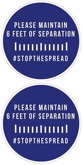 2 Stuks Grond Teken Geïsoleerde Label Houd Wachten Hier Staan Hier Houden 6ft In Tussen Afstand Marker Vloertegel tegel Stickers Blauw / 1stk