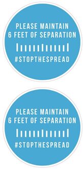 2 Stuks Grond Teken Geïsoleerde Label Houd Wachten Hier Staan Hier Houden 6ft In Tussen Afstand Marker Vloertegel tegel Stickers lucht blauw / 1stk