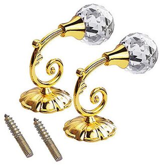 2 Stuks Grote Metalen Kristalglas Gordijn Holdback Muur Tie Terug Haken Hanger Houder Gordijn Staven Accessoires GD