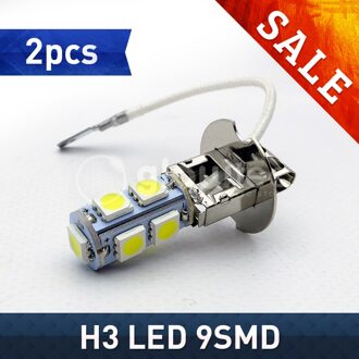 2 Stuks H3 9SMD 5050 Wit 9 Smd Lamp Koplamp Helderheid Led DC12V Auto Mistlamp Lamp Led lampen 6500K Glowtec
