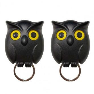 2 Stuks Haak Zelfklevende Leuke Nachtuil Shape Abs Duurzaam Sleutel Hangers Voor Deur Aantrekkelijker Kan uitstekende Decoratieve zwart