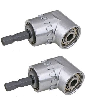 2 Stuks Haakse Boor, 105 Graden Multifunctionele Haakse Driver Met 1/4Inch Hex Bit Socket Schroevendraaier Houder Adapter