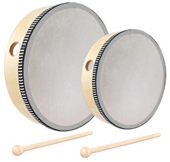 2 Stuks Hand Drum 6 Inch En 8 Inch Houten Frame Drum Percussie Met Drum Sticks