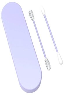 2 Stuks Herbruikbare Wattenstaafje Oor Reiniging Cosmetische Siliconen Knoppen Swabs Sticks Voor Cleaning Up Touch-Ups Dubbele-headed Paars