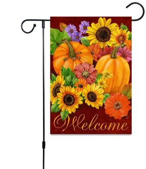 2 Stuks Herfst Welkom Yard Tekenen Tuin Vlaggen Pompoenen Zonnebloemen Decor Banners Boerderij Seizoensgebonden Outdoor Yard Decoratieve Vlaggen Style1