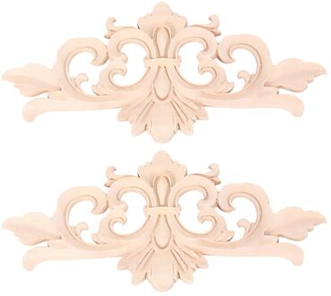 2 Stuks Hout Gesneden Onlay Applique Hout Gesneden Bloem Bed Deur Kast Decor